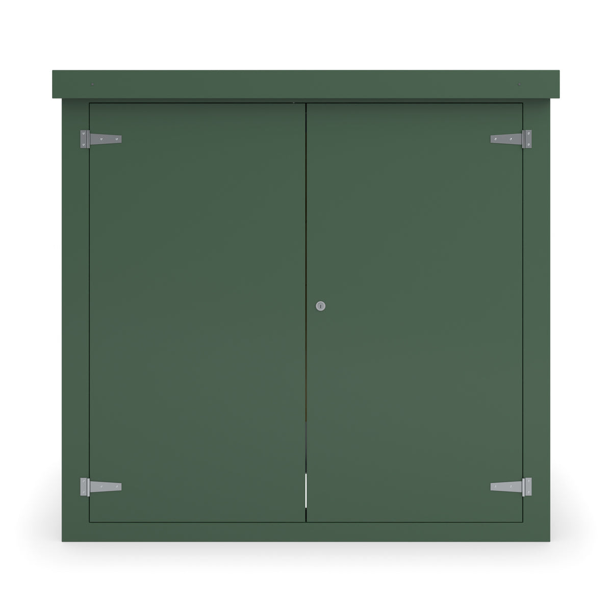 FD4 double door GRP cabinet in green, straight-on front view with the doors closed