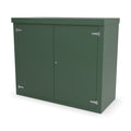 FD5 double door GRP cabinet in green, front three-quarter view with the doors closed