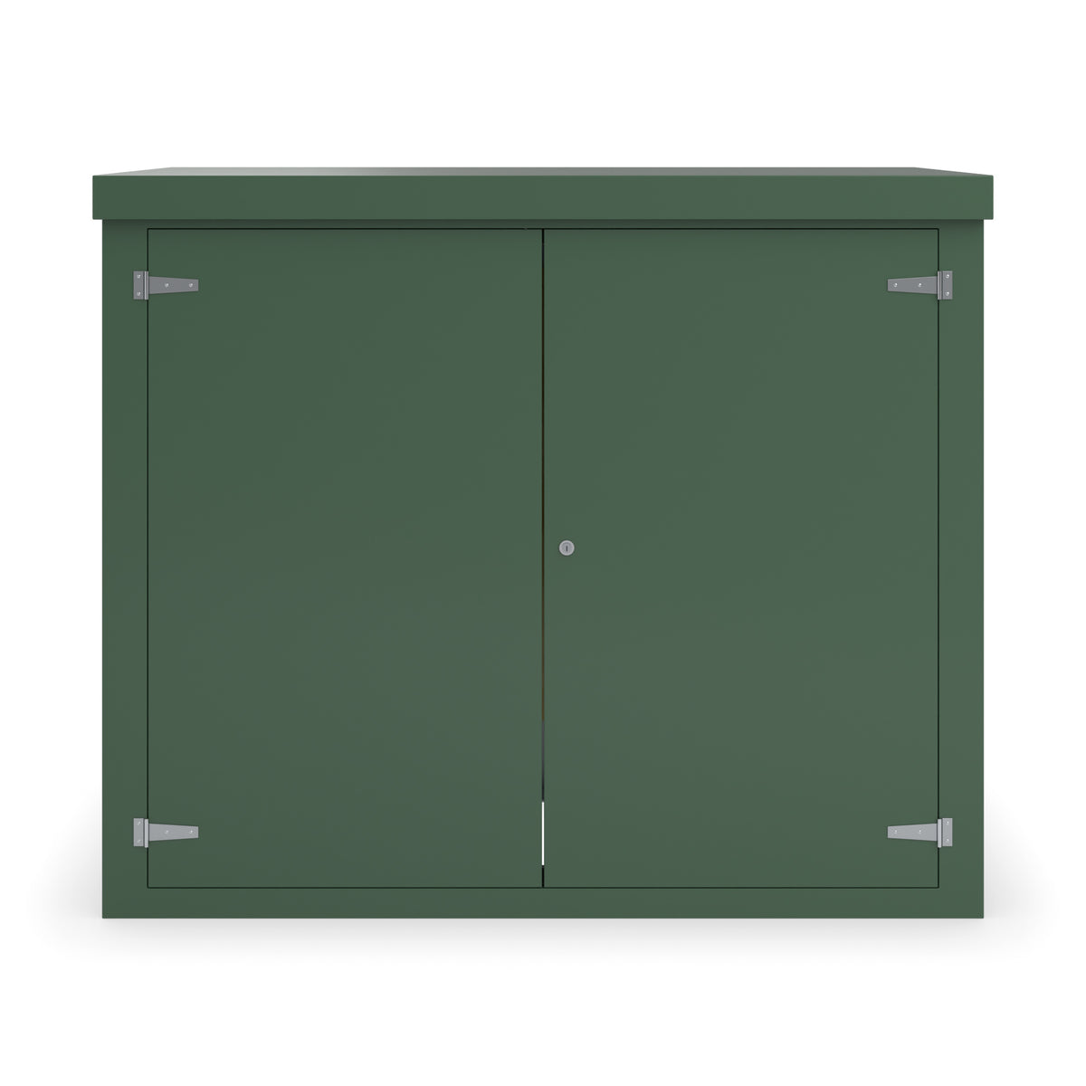 FD5 double door GRP cabinet in green, straight-on front view with the doors closed