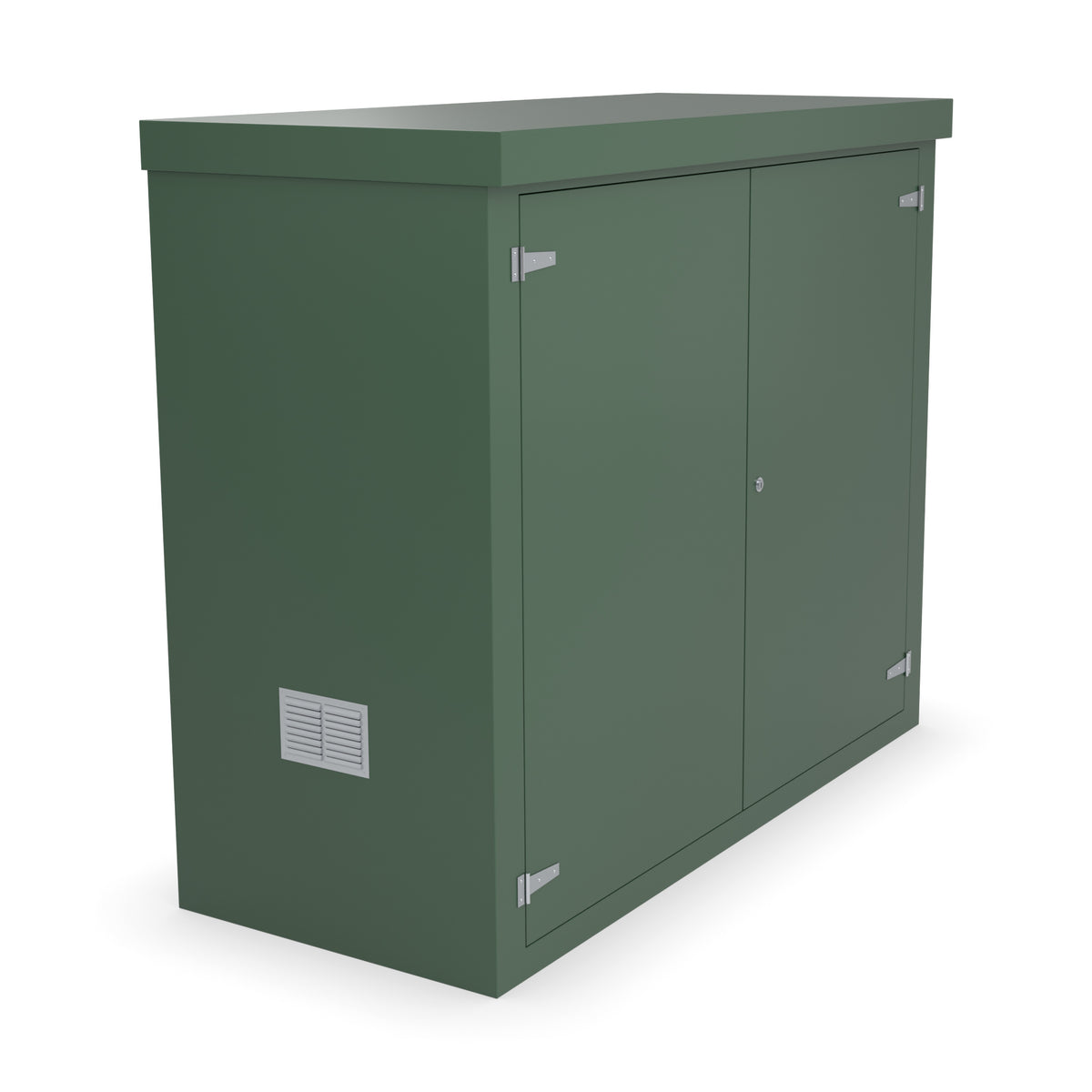 FD5 double door GRP cabinet in green with an optional louvre vent low on the left-hand side