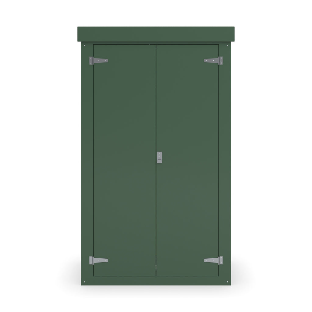 FD6 double door GRP cabinet in green, straight-on front view with the doors closed