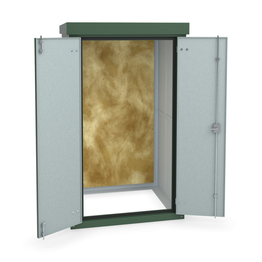 FD7 double door GRP cabinet in green with the doors open showing optional three-point locking on the right-hand door