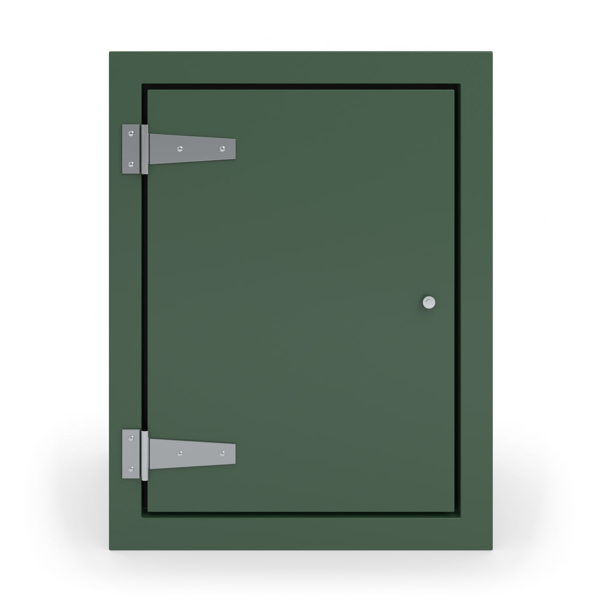 FS1 single door GRP cabinet in green, straight-on front view with the door closed