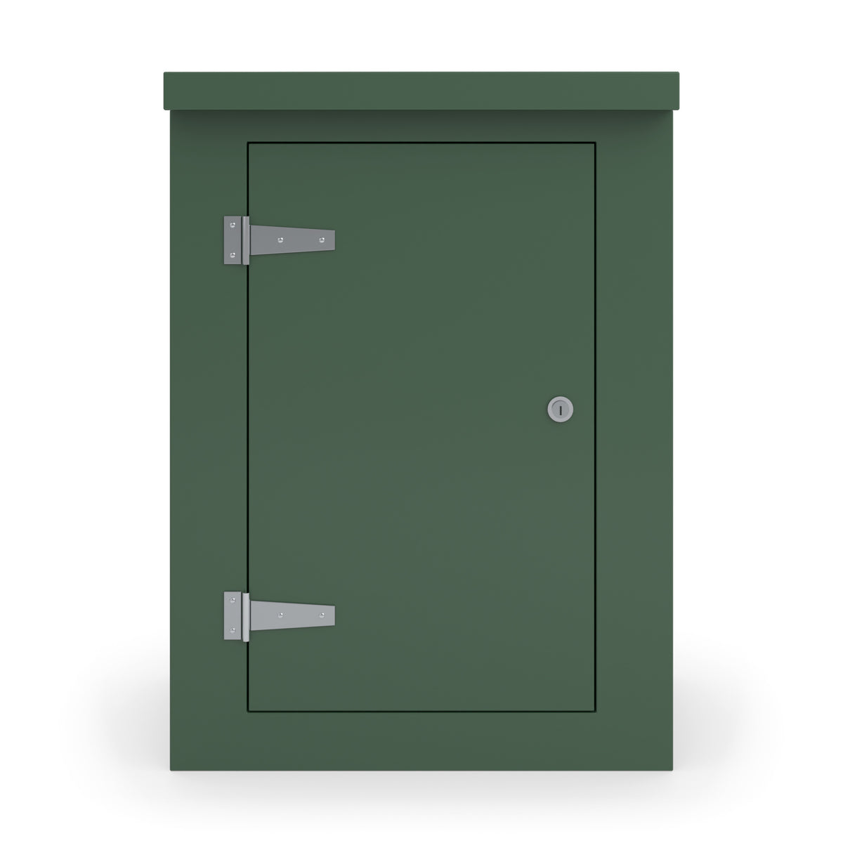 FS2 single door GRP cabinet in green, straight-on front view with the door closed