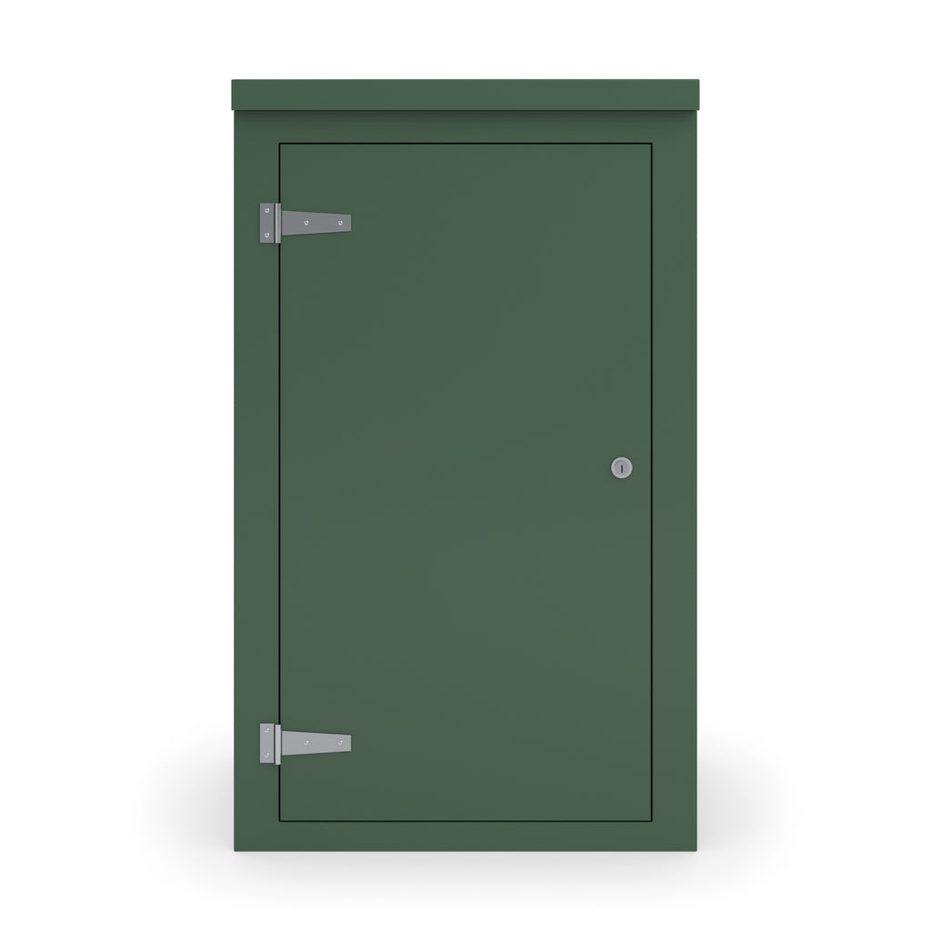 FS5 single door GRP cabinet in green, straight-on front view with the door closed