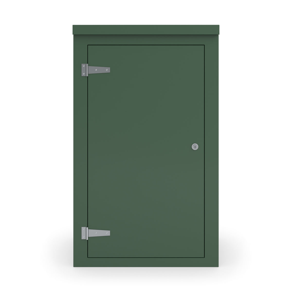 FS5 single door GRP cabinet in green, straight-on front view with the door closed