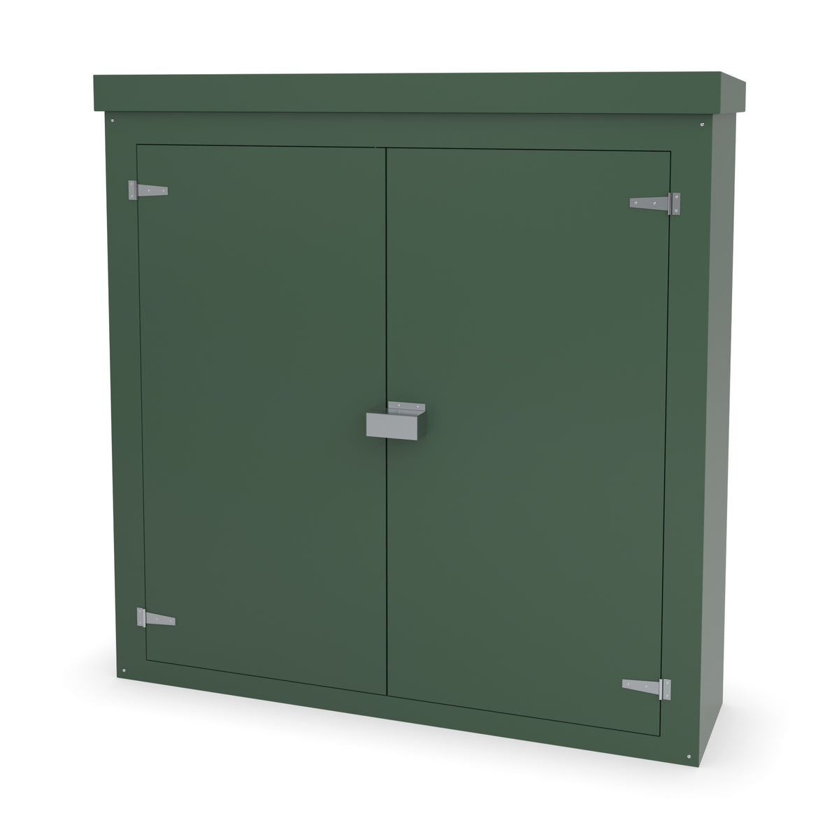 FW1 GRP walk-in enclosure in green with an optional stainless security shroud over the lock