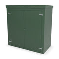 FW2A GRP walk-in enclosure in green, front three-quarter view with the doors closed