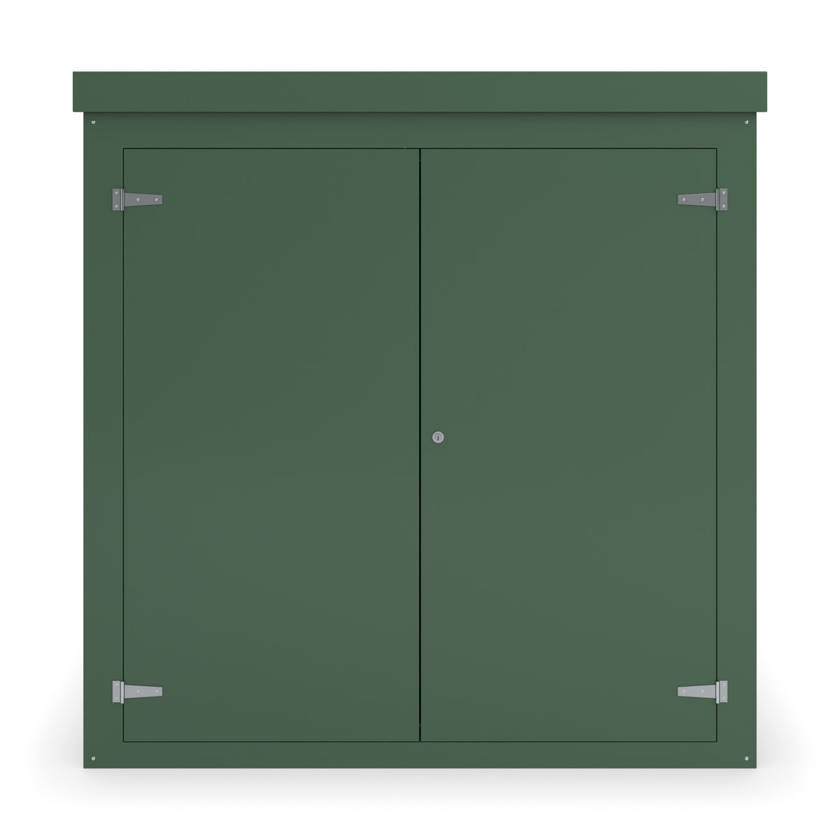 FW4 GRP walk-in enclosure in green, straight-on front view with the doors closed