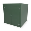 FW4A GRP walk-in enclosure in green, front three-quarter view with the doors closed